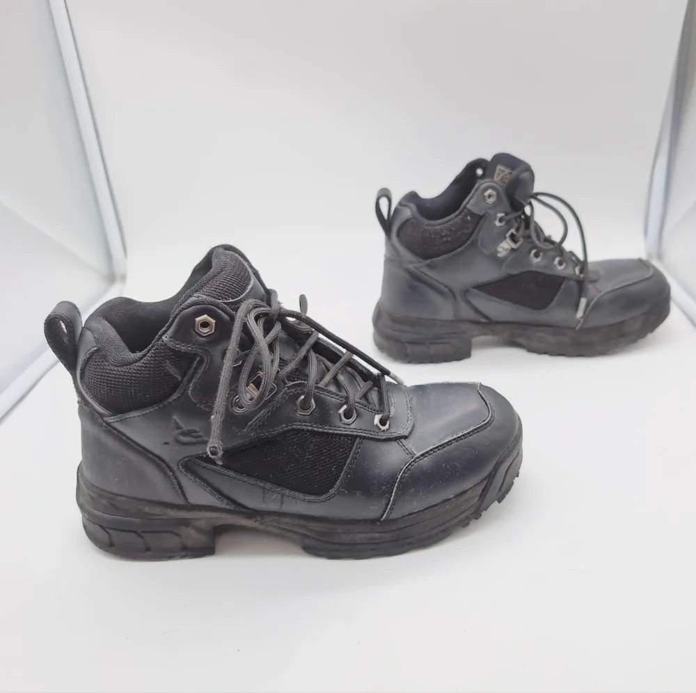 Black Leather Unisex Work Boots M 7 W 8.5 Ace 69238 Voyager
